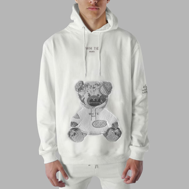 Whte Evil Twin Teddy Bear Hoodie