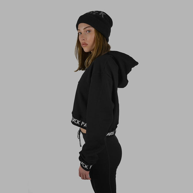 Blvck Cropped Pattern Hoodie