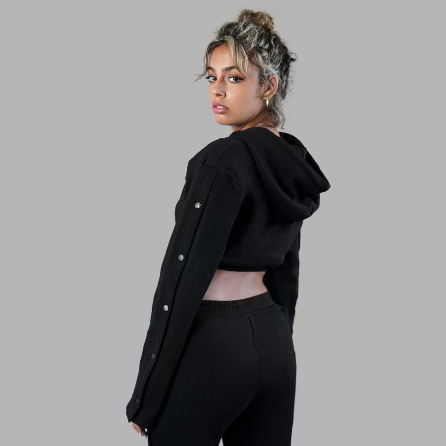 Blvck Buttoned Crop Hoodie