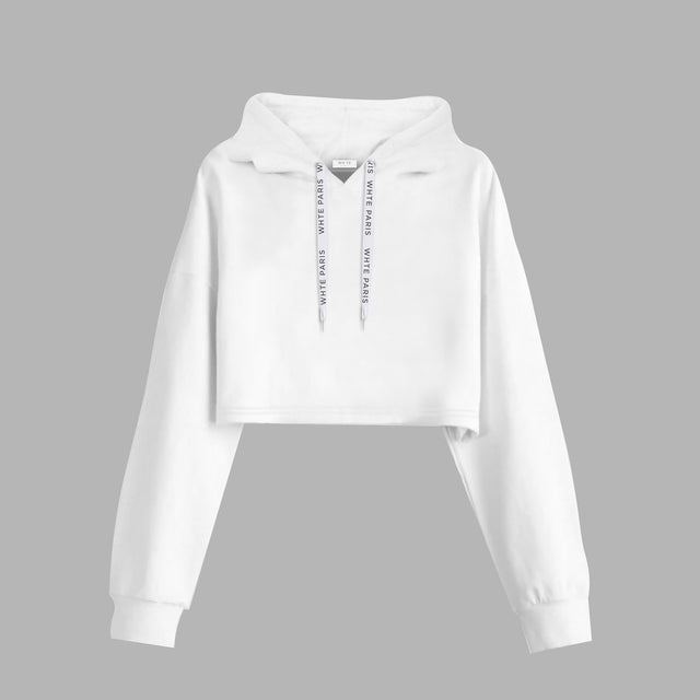 Whte Roses Cropped Hoodie